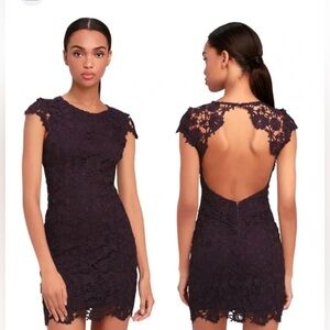 Lulu's Deep Purple Backless Lace Dress